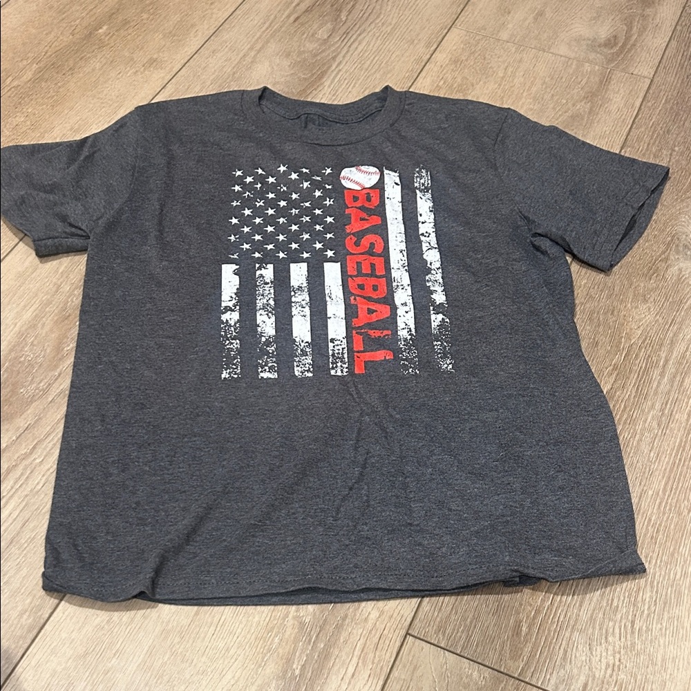 Gray Baseball Graphic Kids T-Shirt